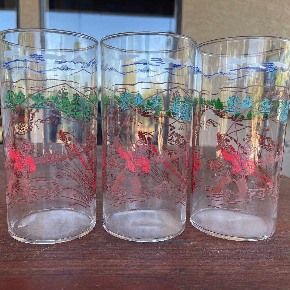 Mid Century Western Hazel Atlas Davy Crockett Tumblers - Set of 3